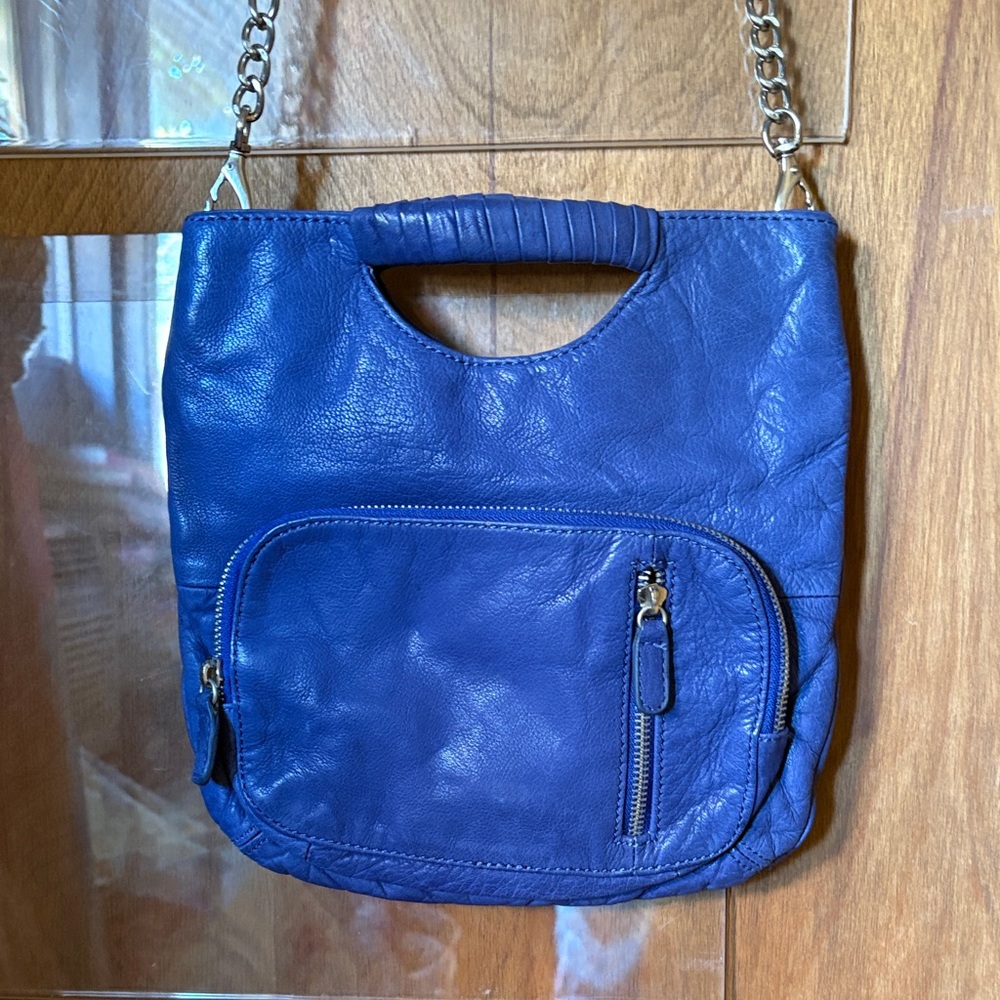 BCBGMAXAZRIA Blue Leather Crossbody Purse